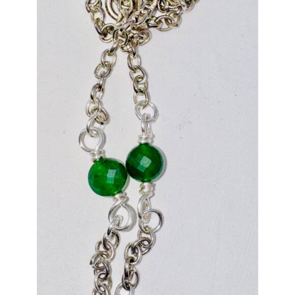 Old Country Rose Broken China Pendant and Green Aventurine Beaded Necklace - Picture 13 of 16